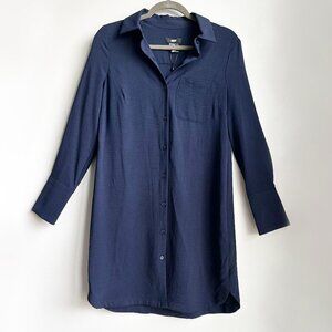 DKNY Button Shirt Dress Size 2 - Casual Loose Boxy Fit with Long Sleeves